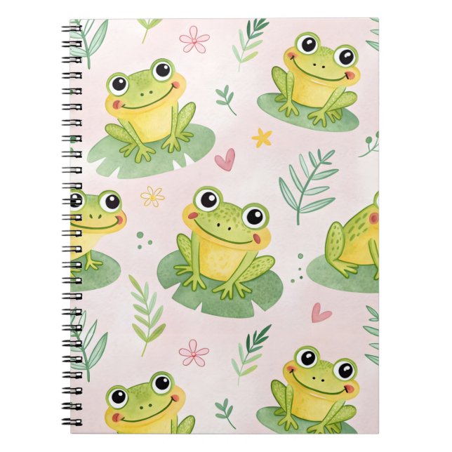 Cuaderno Patrón de ranas lindas (Frente)