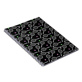 Cuaderno Patrón de raqueta de tenis negro