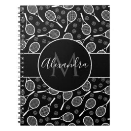 Cuaderno Patrón de raquetas y bolas de tenis Monograma Guay