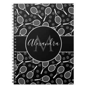 Cuaderno Patrón de raquetas y bolas de tenis Monograma Guay