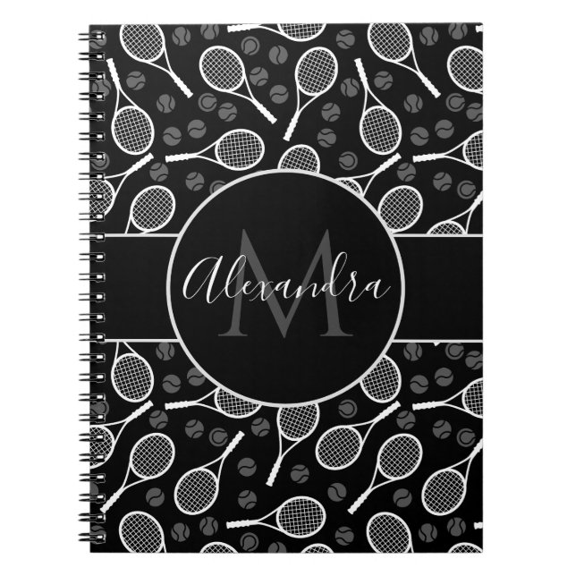 Cuaderno Patrón de raquetas y bolas de tenis Monograma Guay (Frente)