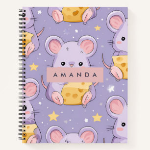 Cuaderno Patrón de ratones Kawaii Adorable Personalizado