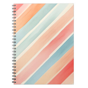 Cuaderno Patrón de raya colorido de acuarela brillante