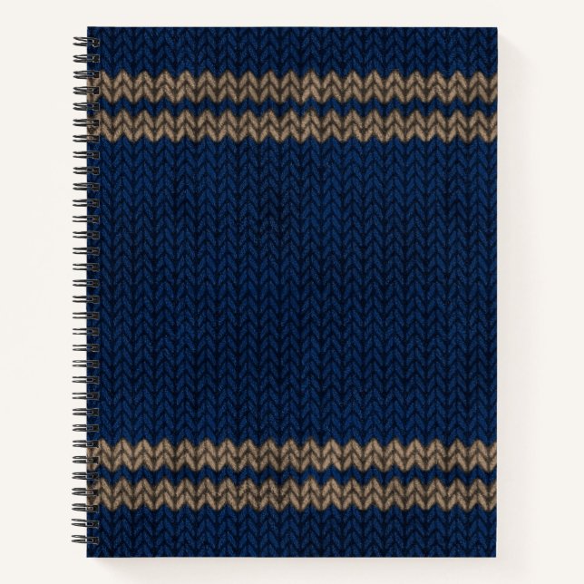 Cuaderno Patrón de raya de aspecto tejido azul (Anverso)