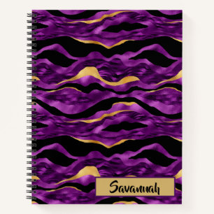 Cuaderno Patrón de raya de tigre negro oro púrpura Monogram