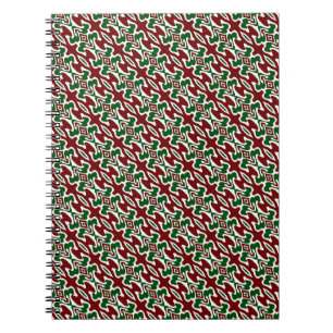 Cuaderno Patrón de raya navideña retro mod trippy ondulado