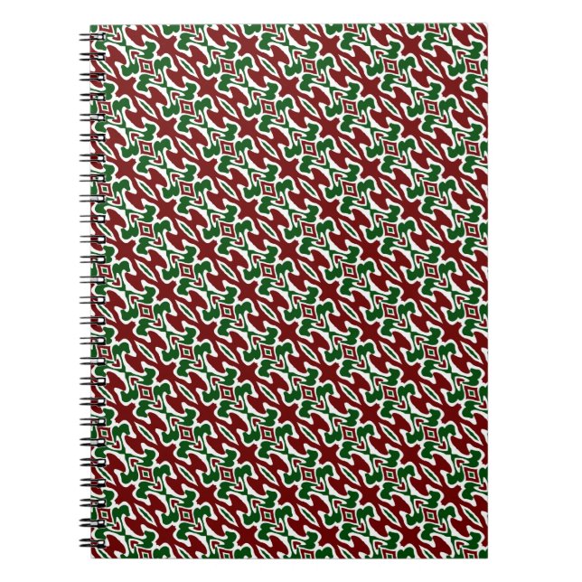 Cuaderno Patrón de raya navideña retro mod trippy ondulado (Frente)