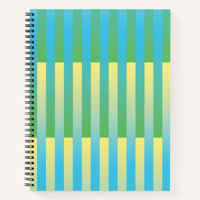 Cuaderno Patrón de rayas azul amarillo verde (Anverso)