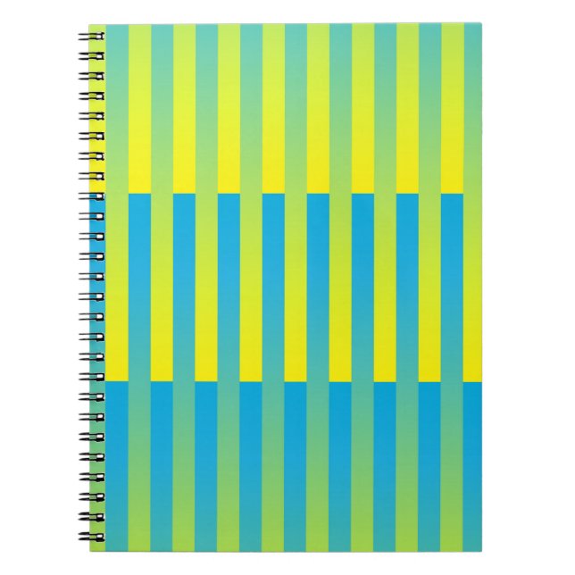 Cuaderno Patrón de rayas azul amarillo verde (Frente)
