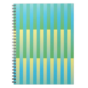 Cuaderno Patrón de rayas azul amarillo verde