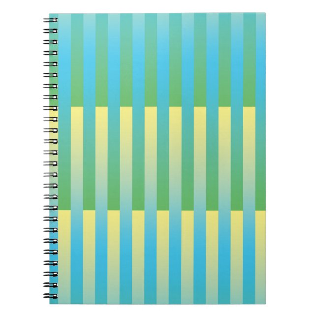 Cuaderno Patrón de rayas azul amarillo verde (Frente)