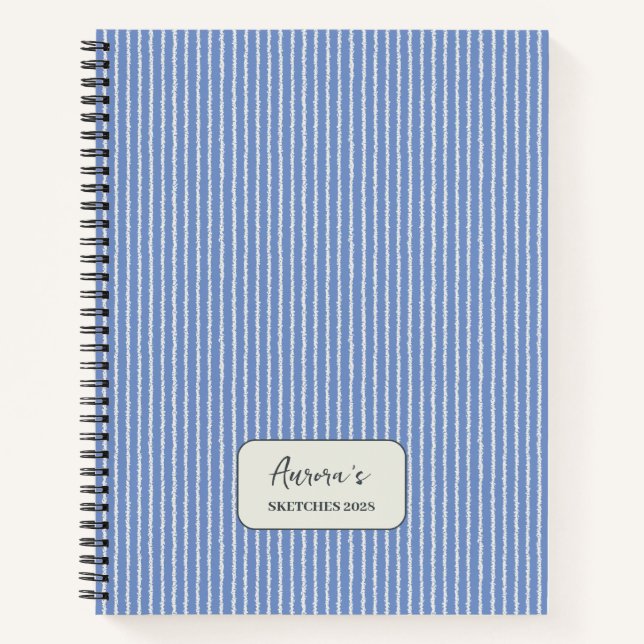 Cuaderno Patrón de rayas azules de flor de maíz personaliza (Anverso)