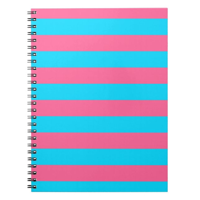Cuaderno Patrón de rayas azules rosadas  (Frente)