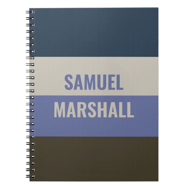 Cuaderno Patrón de rayas azules y marrones (Frente)