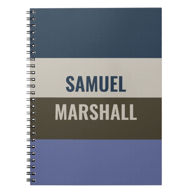 Cuaderno Patrón de rayas azules y marrones (Frente)