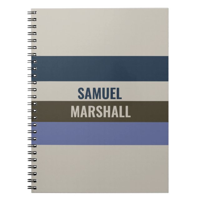 Cuaderno Patrón de rayas azules y marrones (Frente)