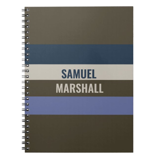 Cuaderno Patrón de rayas azules y marrones (Frente)