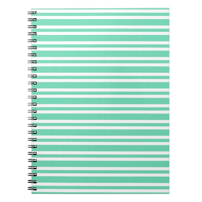 Cuaderno Patrón de rayas blancas aguamarina (Frente)