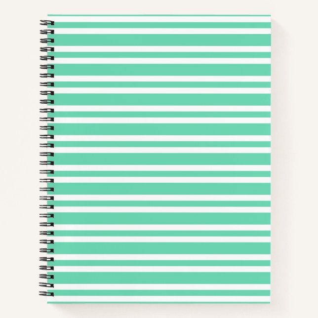 Cuaderno Patrón de rayas blancas aguamarina (Anverso)