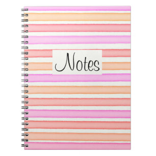 Cuaderno Patrón de rayas blancas rosadas naranja rojo