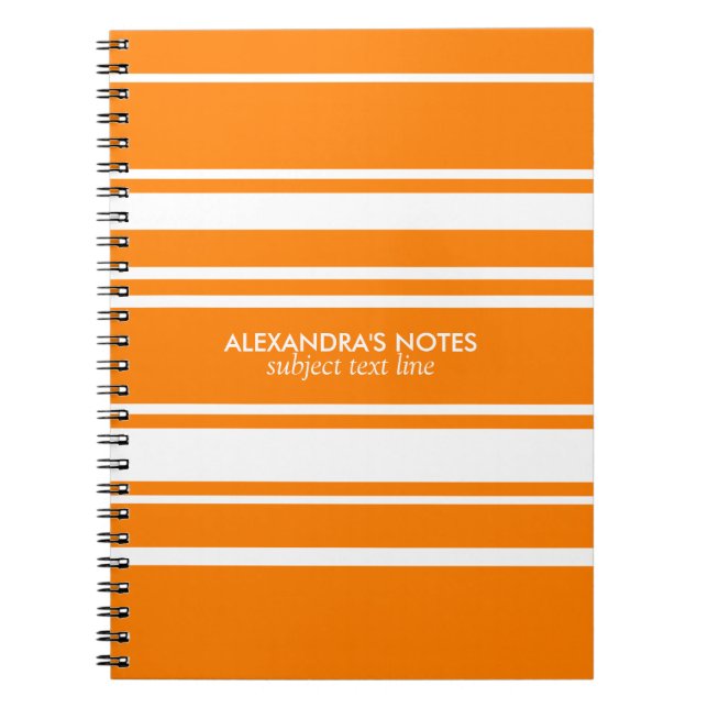 Cuaderno Patrón De Rayas Blancas Y Naranja Moderno (Frente)