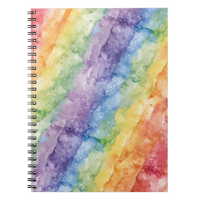 Cuaderno Patrón de rayas de acuarela arcoíris (Frente)