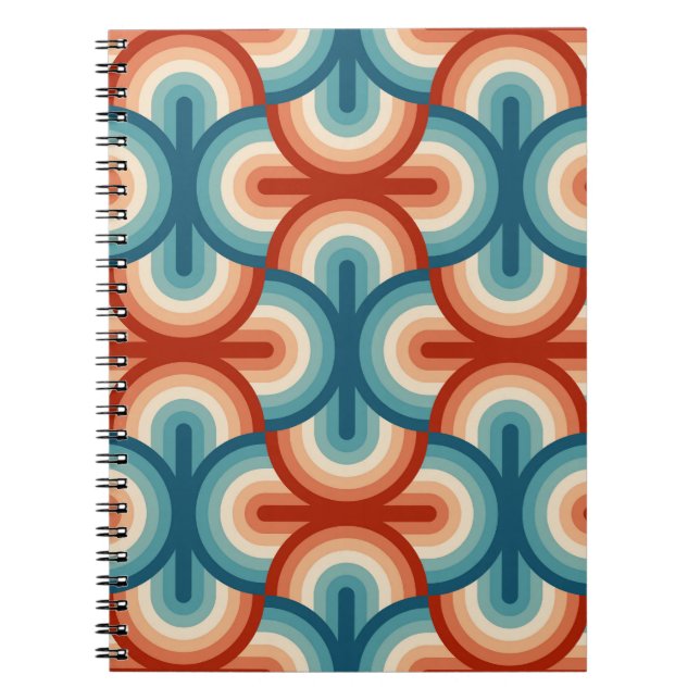Cuaderno Patrón de rayas de arco iris de verano retro (Frente)