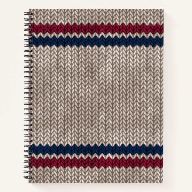 Cuaderno Patrón de rayas de aspecto negro azul rojo (Anverso)