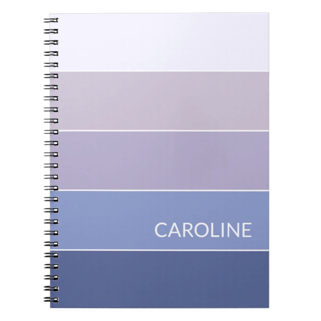Cuaderno Patrón de rayas de bloque de gradiente Ombre Retro (Frente)