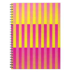 Cuaderno Patrón de rayas de color naranja amarillo rosa