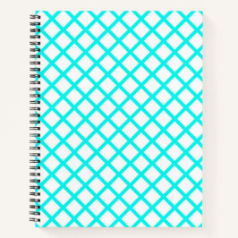 Cuaderno Patrón de rayas de diamante arlequín blanco turque