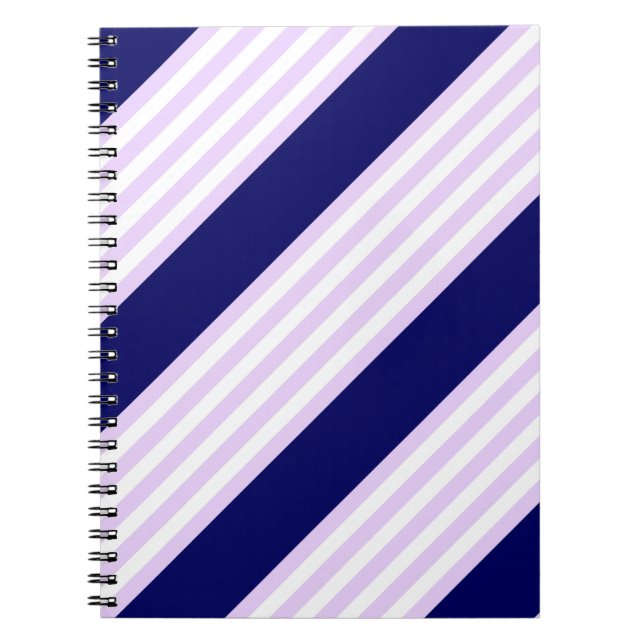 Cuaderno Patrón de rayas de lino y blanco con azul marino (Frente)