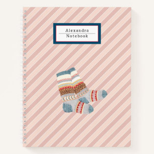 Cuaderno Patrón de rayas de monograma liofilizado en rosa G