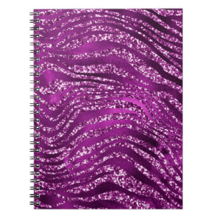 Cuaderno Patrón de rayas de tigre de brillo glam ombre púrp