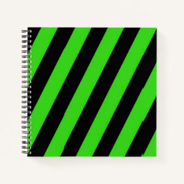 Cuaderno Patrón de rayas diagonales verdes y negros