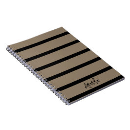 Cuaderno Patrón de rayas marrón y negro personalizado