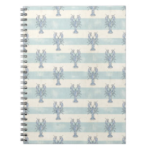 Cuaderno Patrón de rayas náuticas de langosta azul costera