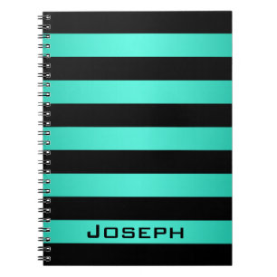 Cuaderno Patrón de rayas negras y azul teñido en negrita