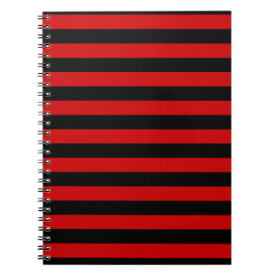Cuaderno Patrón de rayas negras y rojas atrevidas