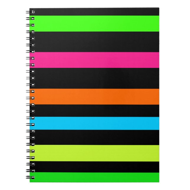 Cuaderno Patrón de rayas neón (Frente)