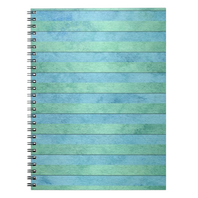 Cuaderno Patrón de rayas pastel verde menta y turquesa (Frente)