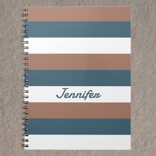 Cuaderno Patrón de rayas Personaliza el blanco Verde azulad