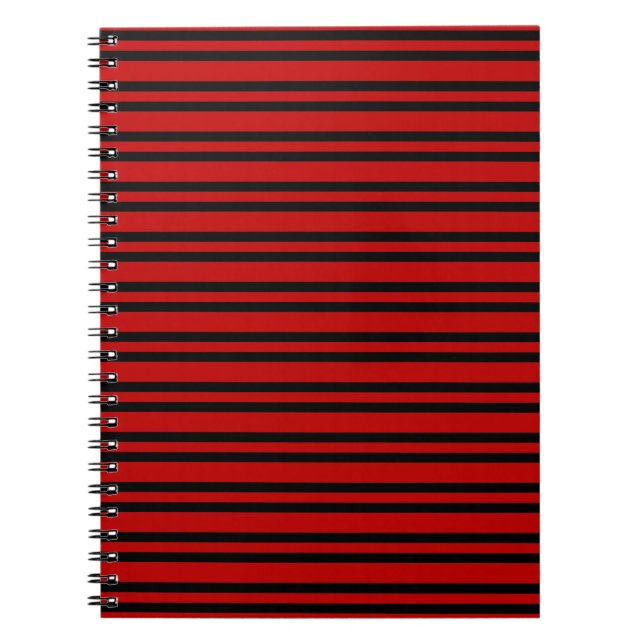 Cuaderno Patrón de rayas rojas y negras (Frente)