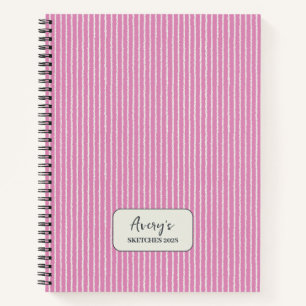 Cuaderno Patrón de rayas rosa fucsia personalizado