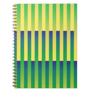 Cuaderno Patrón de rayas verde amarillo azul