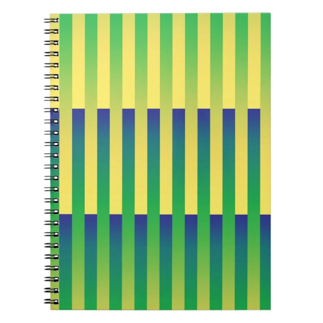 Cuaderno Patrón de rayas verde amarillo azul (Frente)