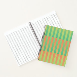 Cuaderno Patrón de rayas verde naranja