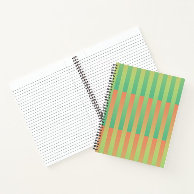 Cuaderno Patrón de rayas verde naranja (Interior)