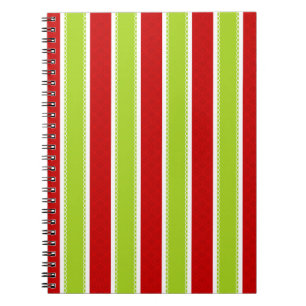 Cuaderno Patrón de rayas verdes y rojas de vacaciones de lo