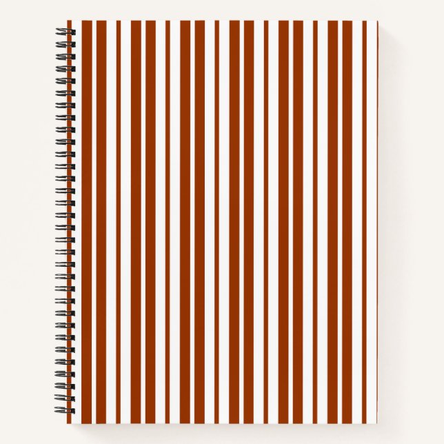 Cuaderno Patrón de rayas verticales blancas y marrones (Anverso)